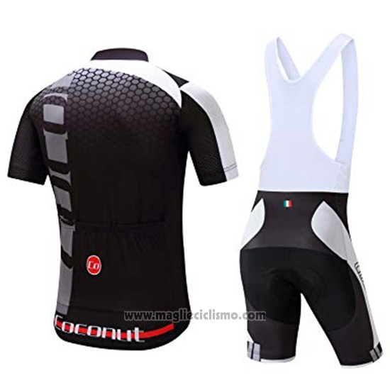 2019 Abbigliamento Ciclismo Coconut Ropamo Nero Grigio Manica Corta e Salopette